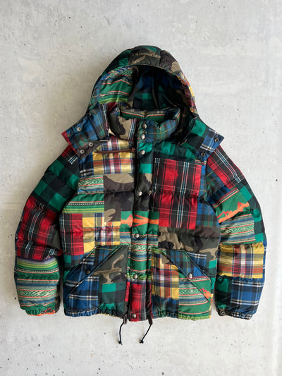 Ralph Lauren patchwork Down Fill Zip Up Puffer Jacket (S)