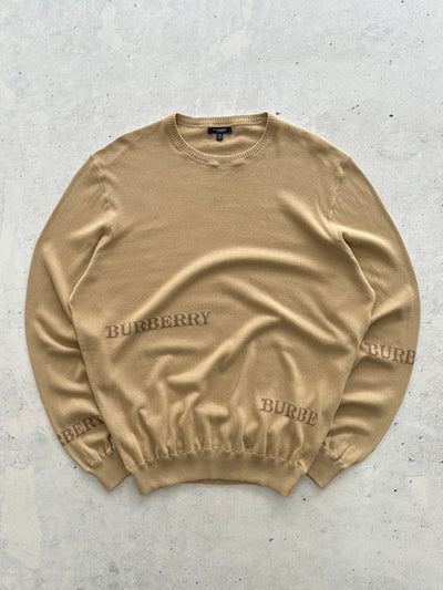 00's Burberry Spell Out Crewneck Knit Jumper (XL)