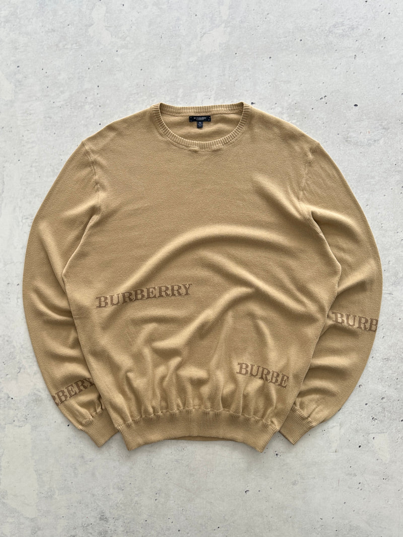 00's Burberry Spell Out Crewneck Knit Jumper (XL)