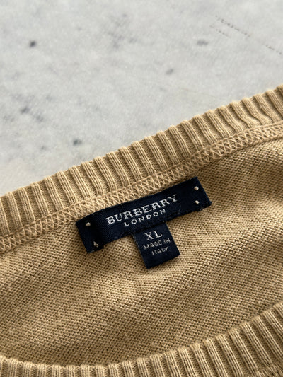 00's Burberry Spell Out Crewneck Knit Jumper (XL)