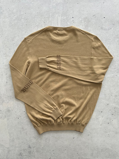 00's Burberry Spell Out Crewneck Knit Jumper (XL)