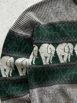 80's Chemise Lacoste Patterned elephant Knit Jumper (XL)