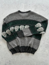 80's Chemise Lacoste Patterned elephant Knit Jumper (XL)