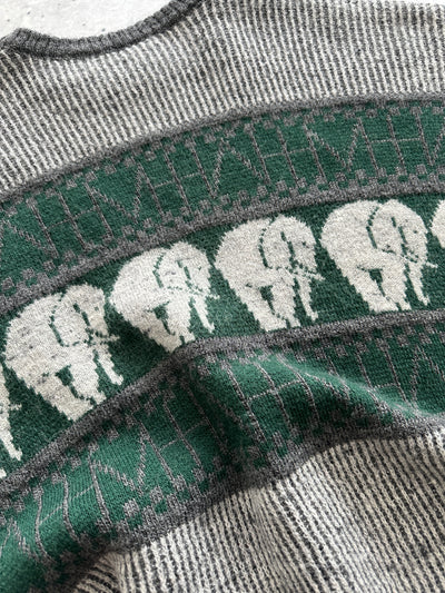 80's Chemise Lacoste Patterned elephant Knit Jumper (XL)