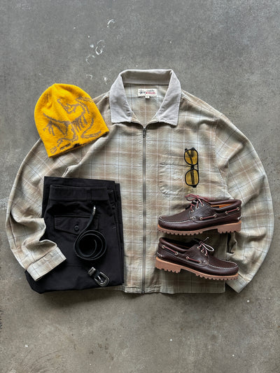 Stussy Quality Workgear Frank Plaid Zip Up Overshirt (XL)