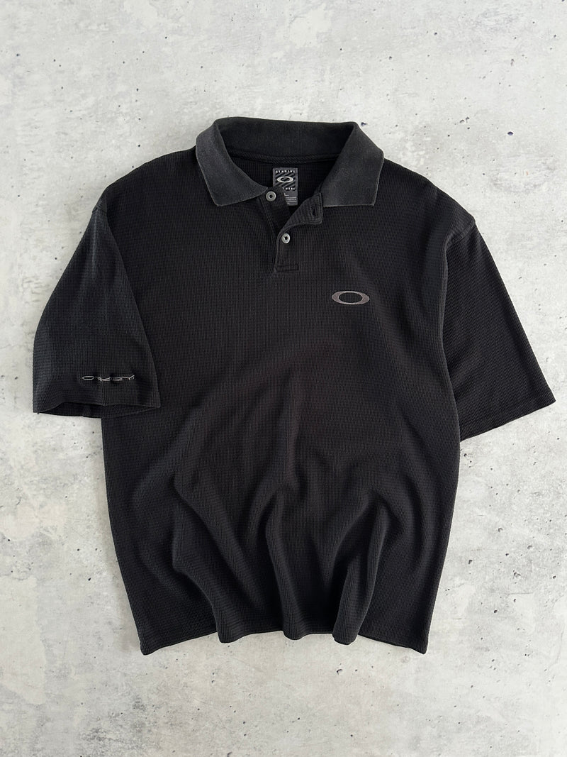 00's Oakley Embroidered Eclipse Waffle Polo Shirt (XL)