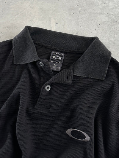 00's Oakley Embroidered Eclipse Waffle Polo Shirt (XL)