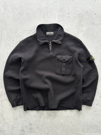 AW/01 Stone Island 1/4 Zip Chunky Wool Knit Jumper (M)