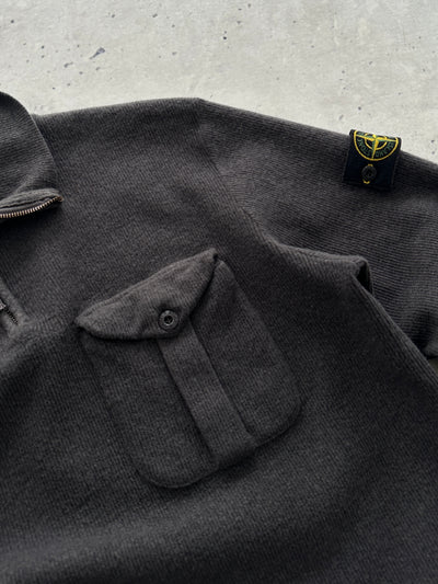 AW/01 Stone Island 1/4 Zip Chunky Wool Knit Jumper (M)