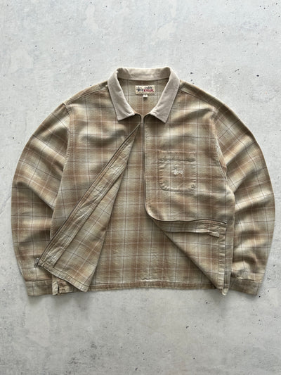 Stussy Quality Workgear Frank Plaid Zip Up Overshirt (XL)