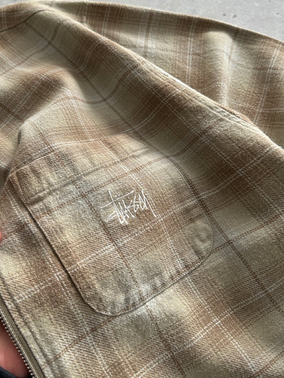 Stussy Quality Workgear Frank Plaid Zip Up Overshirt (XL)