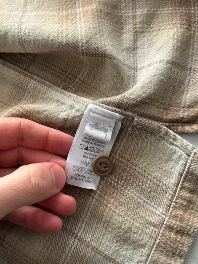 Stussy Quality Workgear Frank Plaid Zip Up Overshirt (XL)