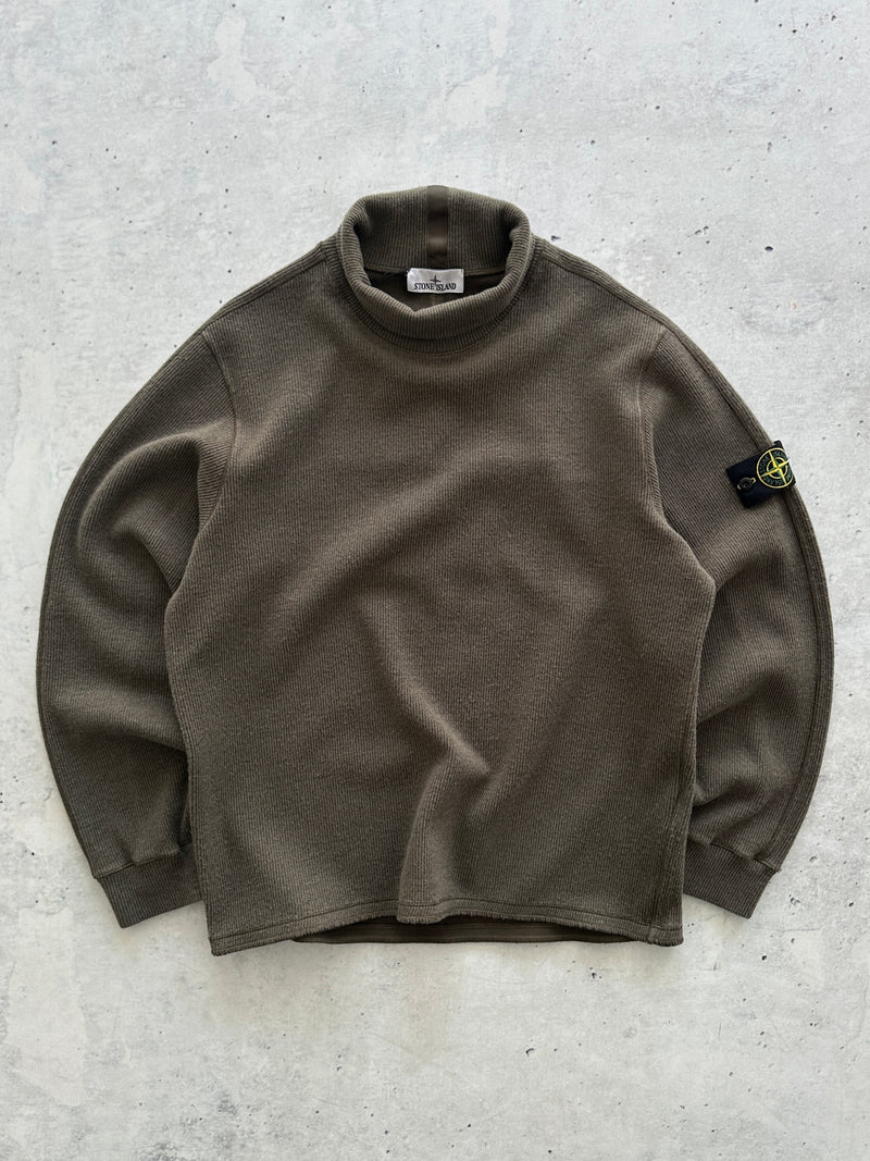 Stone Island roll Neck Wool Ribbed Knit Jumper (XL)