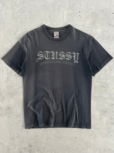 Vintage Stussy International Respect Sun Bleach Fade T Shirt (M)
