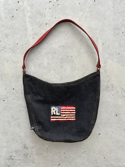 Ralph Lauren Denim Embellished Flag Handbag (One Size)