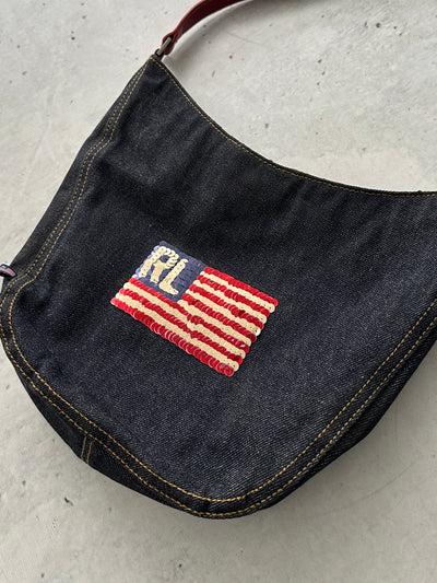 Ralph Lauren Denim Embellished Flag Handbag (One Size)