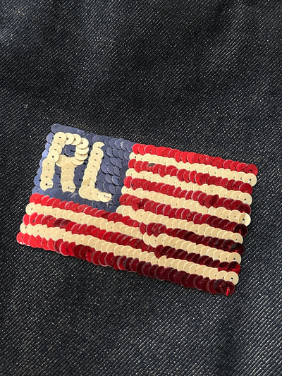 Ralph Lauren Denim Embellished Flag Handbag (One Size)