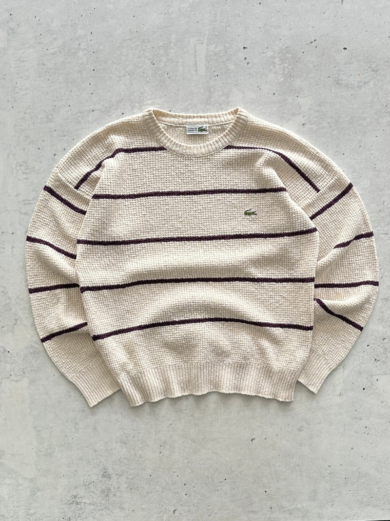 80's Chemise Lacoste Stripe Knit Crewneck Jumper (M)