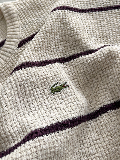 80's Chemise Lacoste Stripe Knit Crewneck Jumper (M)
