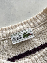 80's Chemise Lacoste Stripe Knit Crewneck Jumper (M)