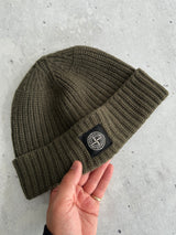 Stone Island Patch Logo Chunky Knit Beanie (One Size)