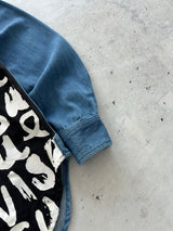 00's Evisu rare staff AOP Spell Out Denim Shirt (S)