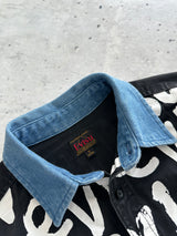 00's Evisu rare staff AOP Spell Out Denim Shirt (S)