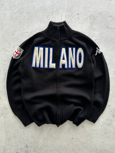 90's Kappa Milano Chunky Wool Knit Zip Up Jumper (L)