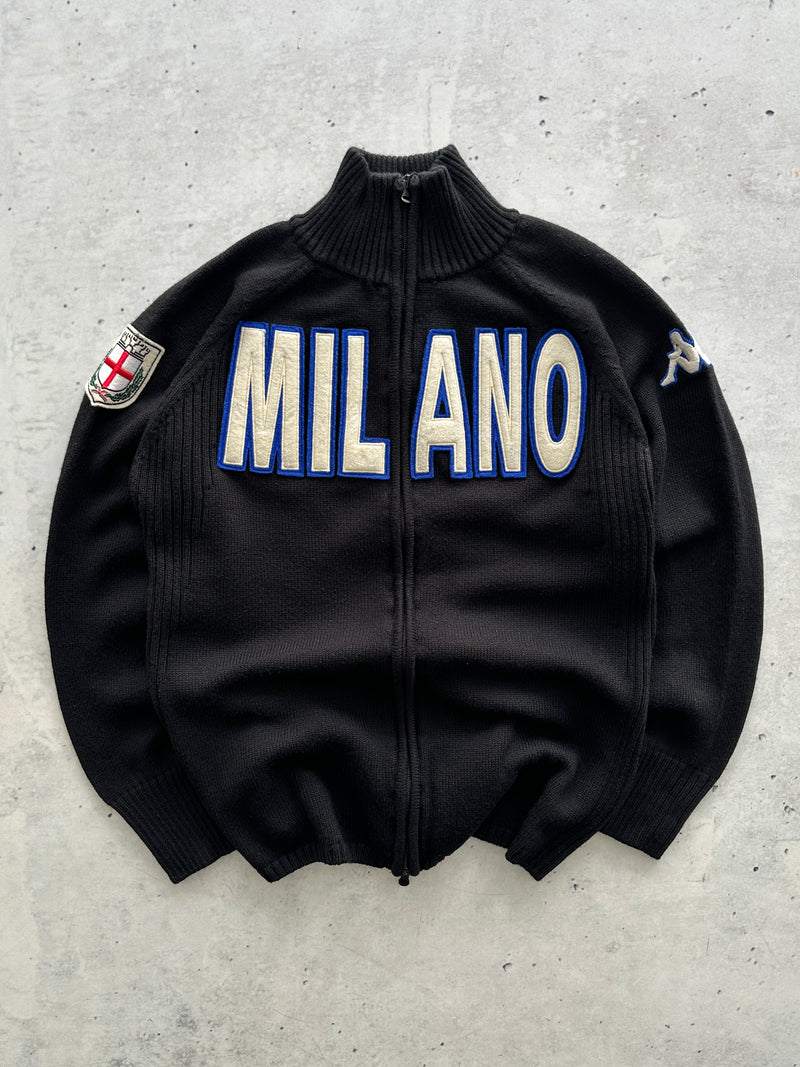 90's Kappa Milano Chunky Wool Knit Zip Up Jumper (L)