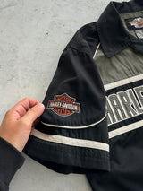 Harley Davidson Embroidered Spell Out mechanic Shirt (M)