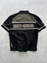 Harley Davidson Embroidered Spell Out mechanic Shirt (M)