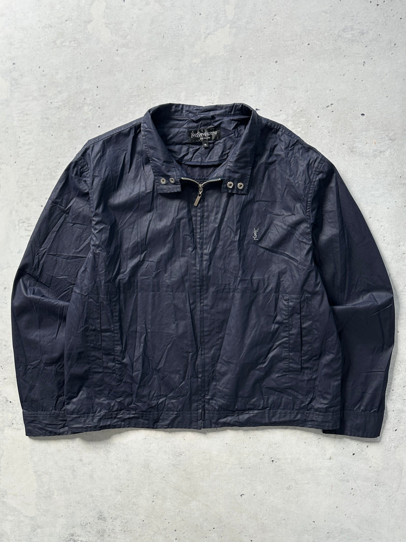 Vintage YSL Embroidered Logo waxed cotton Zip Up Jacket (L)