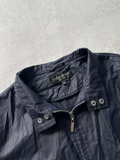 Vintage YSL Embroidered Logo waxed cotton Zip Up Jacket (L)