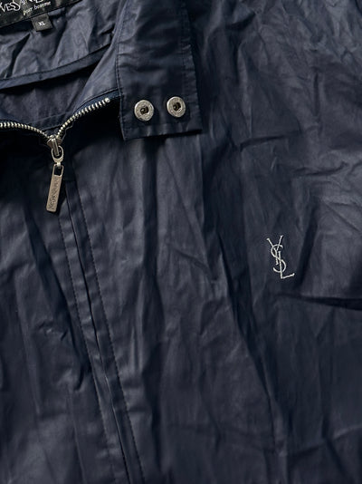 Vintage YSL Embroidered Logo waxed cotton Zip Up Jacket (L)