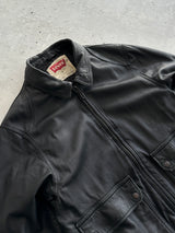 Blouson aviateur en cuir Levi's vintage avec fermeture éclair (M)