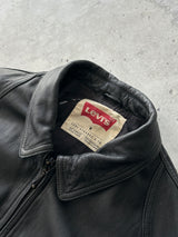 Blouson aviateur en cuir Levi's vintage avec fermeture éclair (M)