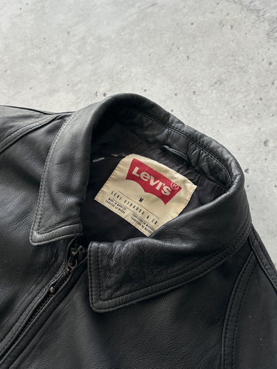 Blouson aviateur en cuir Levi's vintage avec fermeture éclair (M)