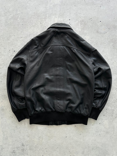 Blouson aviateur en cuir Levi's vintage avec fermeture éclair (M)