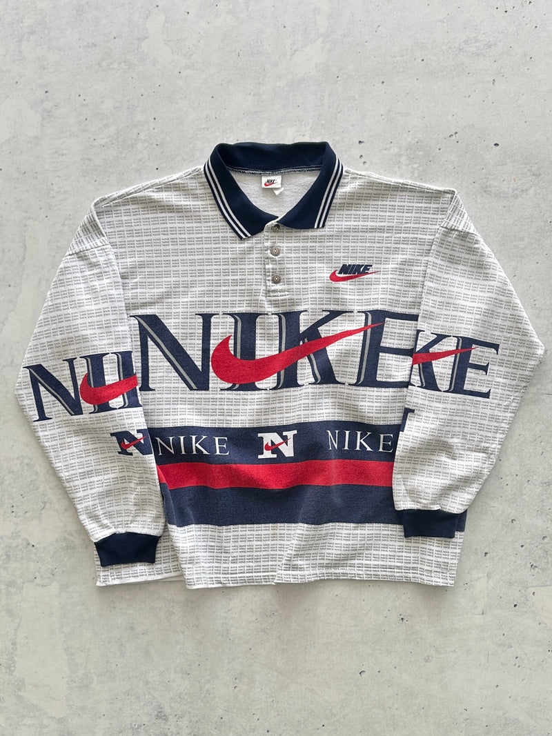 90's Nike All Over Print heavyweight Rugby Shirt (XL)
