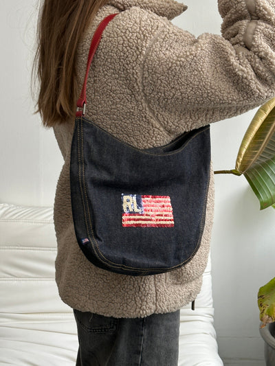 Ralph Lauren Denim Embellished Flag Handbag (One Size)