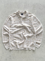 00's Burberry Golf textured Plaid Long Sleeve Polo Shirt (S)