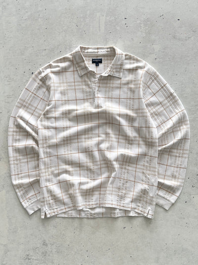 00's Burberry Golf textured Plaid Long Sleeve Polo Shirt (S)
