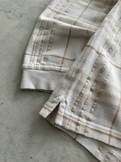 00's Burberry Golf textured Plaid Long Sleeve Polo Shirt (S)