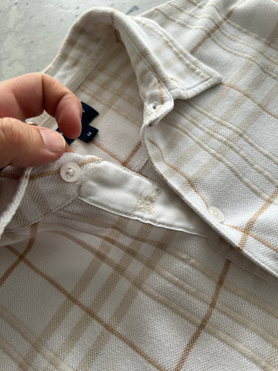 00's Burberry Golf textured Plaid Long Sleeve Polo Shirt (S)