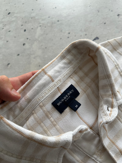 00's Burberry Golf textured Plaid Long Sleeve Polo Shirt (S)