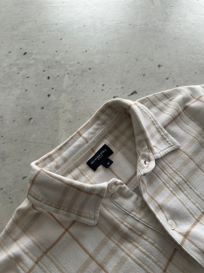 00's Burberry Golf textured Plaid Long Sleeve Polo Shirt (S)