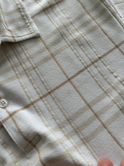 00's Burberry Golf textured Plaid Long Sleeve Polo Shirt (S)