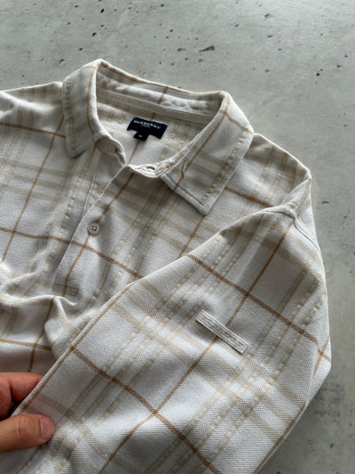 00's Burberry Golf textured Plaid Long Sleeve Polo Shirt (S)