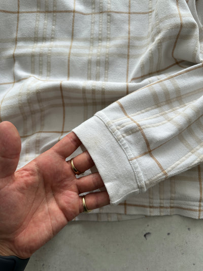 00's Burberry Golf textured Plaid Long Sleeve Polo Shirt (S)