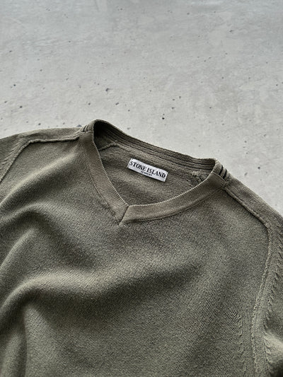 00's Stone Island V Neck Knit Jumper (S)